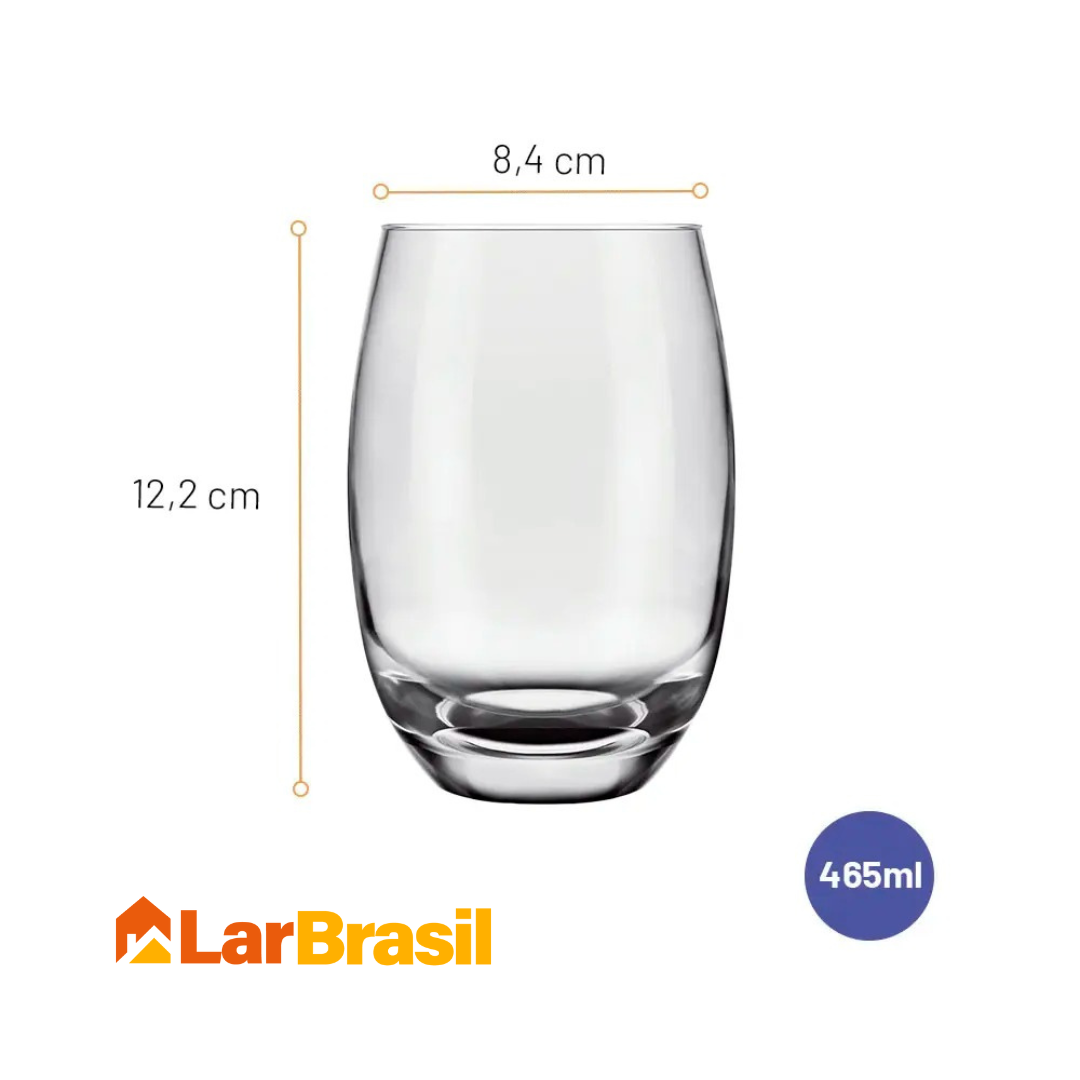 Jogo de Copos Perfeito com 12 Copos Aruba de Vidro + 2 Copos Stanley de Brinde
