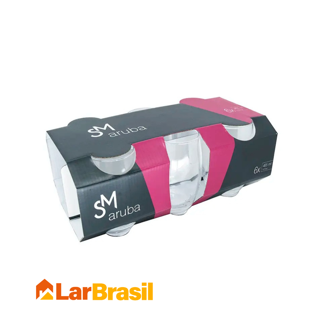 Jogo de Copos Perfeito com 12 Copos Aruba de Vidro + 2 Copos Stanley de Brinde
