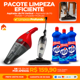 Pacote Limpeza Eficiente - Aspirador de Pó Vertical + Aspirador de Pó Portátil + Limpador Multiuso